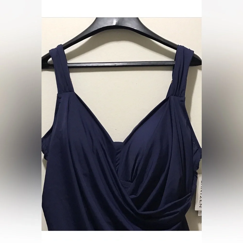 NWT Jantzen Print or Solid Surplice Maillot One- Piece Swimsuit - Mare Blue 22W